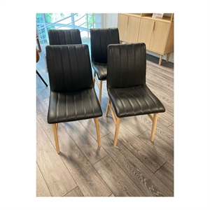 OUTLET - Casø Nord Lux spisebordsstole - 4 stk. sort læder & ege stel